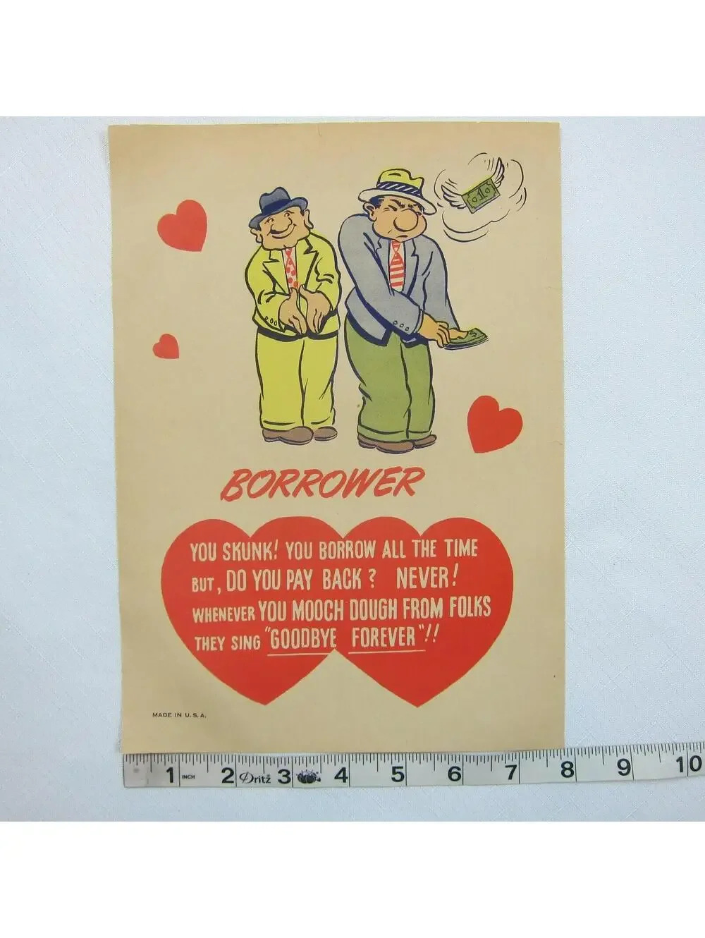 Vintage Vinegar Valentine Borrower Penny Dreadful Sarcasm Insult Poem Ephemera